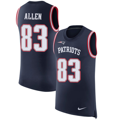 Nike Patriots #83 Dwayne Allen Navy Blue Team Color Men's Stitched NFL Limited Rush Tank Top Jersey